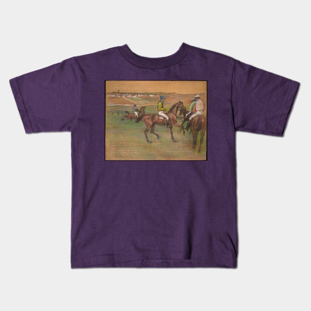 Race Horses Kids T-Shirt by EdgarDegas